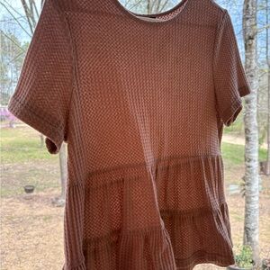 Brown Textured Women's Top